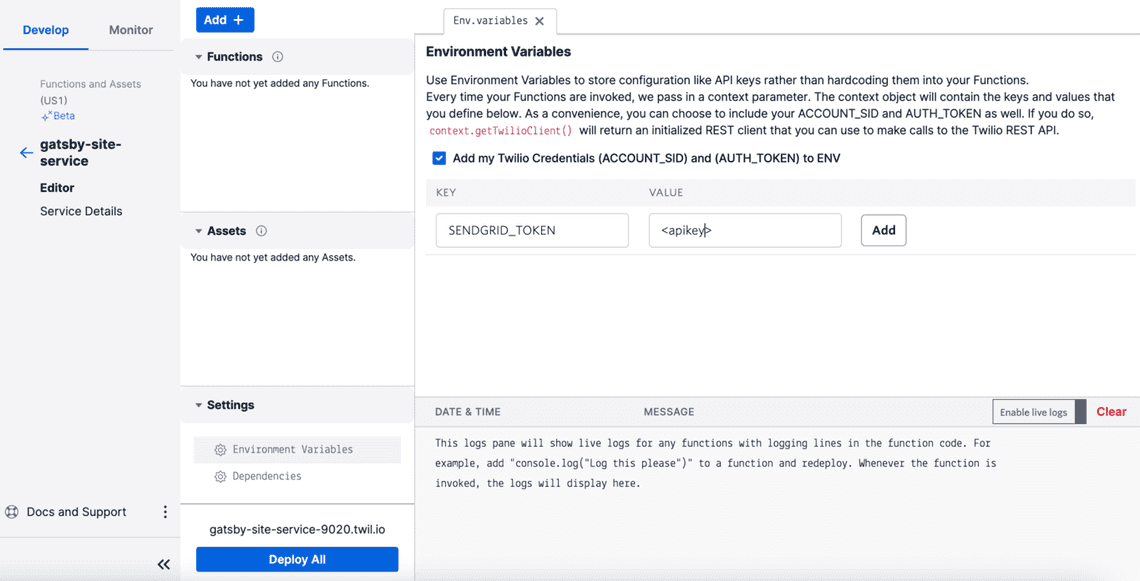 twilio env variable twilio env variable