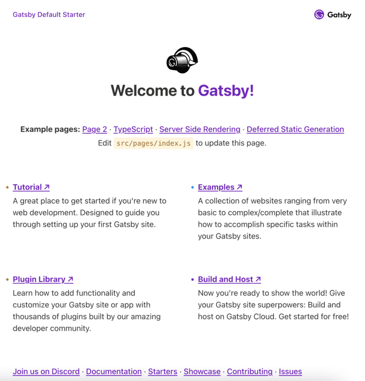 gatsby welcome page gatsby welcome page