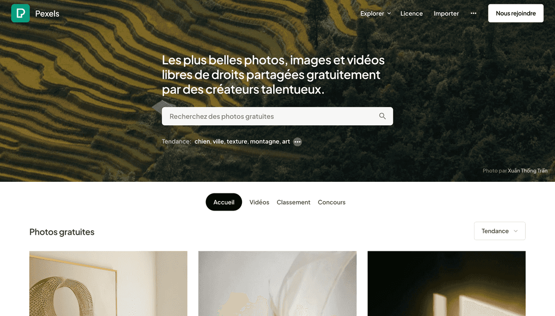 Capture d'écran de Pexels Pexels