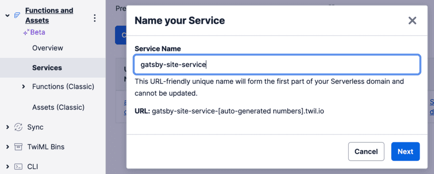 twilio service name twilio service name